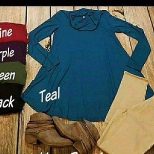 Azules Teal Cowl Neck Tunic